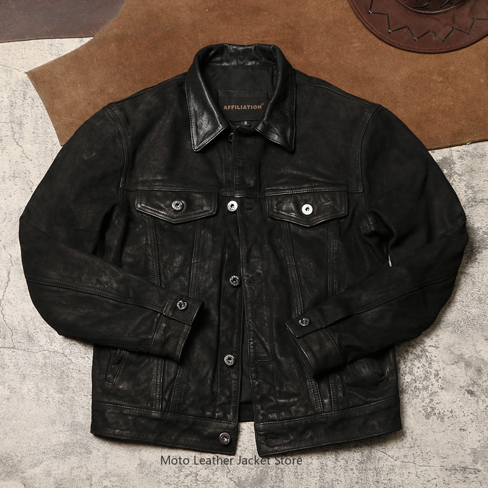 Retro High Waist Denim Workwea - Leather Work Jacket ulasan dan harga