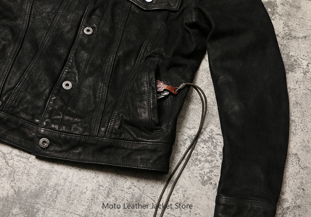 Retro High Waist Denim Workwea - Leather Work Jacket ulasan dan harga