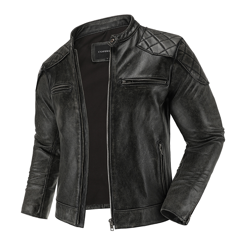 Retro Leather Jacket Motorcycl - Leather Work Jacket ulasan dan harga
