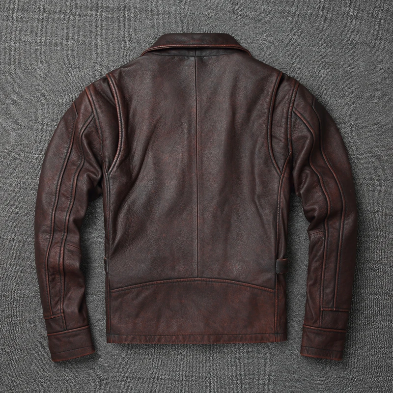 2025 Retro Style 100% Top Laye - Leather Work Jacket ulasan dan harga