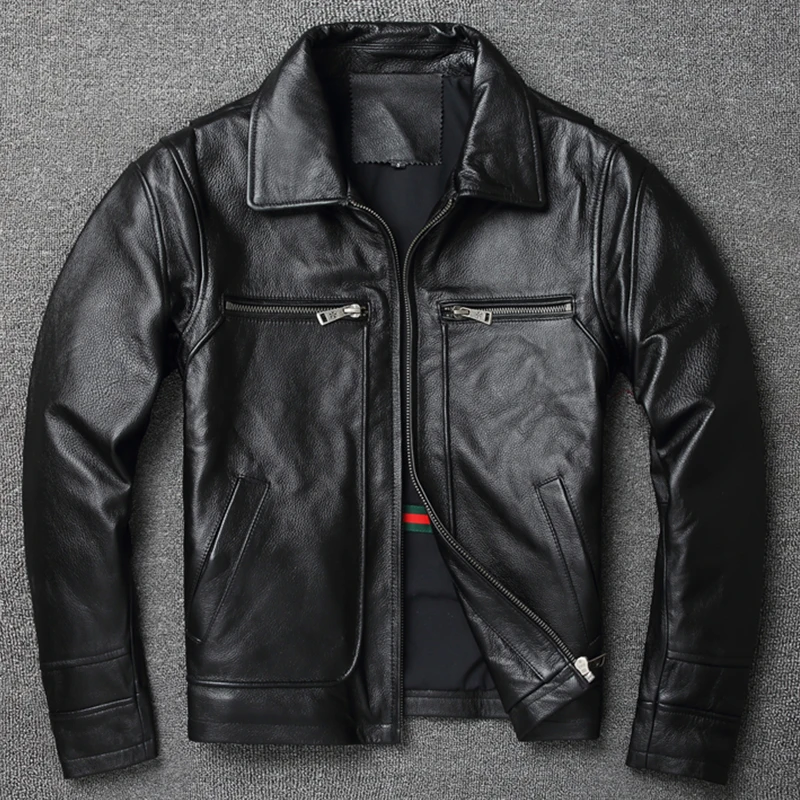 2025 Retro Style 100% Top Laye - Leather Work Jacket ulasan dan harga