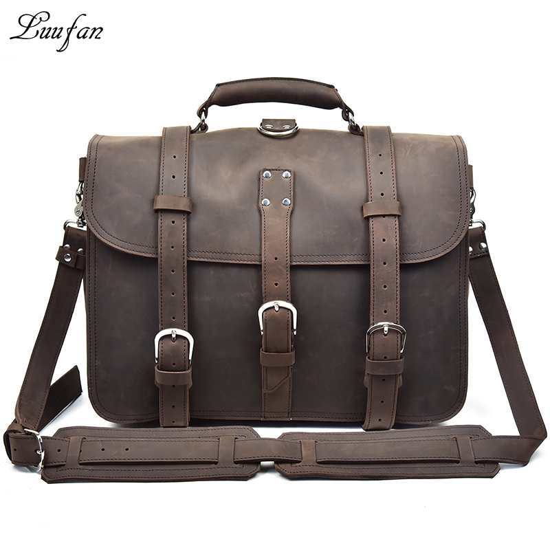 Men Thick Crazy Horse Leather  - Leather Work Rucksack Mens ulasan dan harga