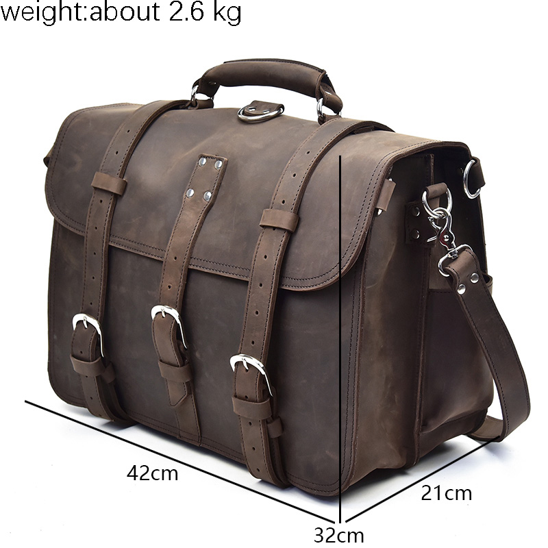 Men Thick Crazy Horse Leather  - Leather Work Rucksack Mens ulasan dan harga