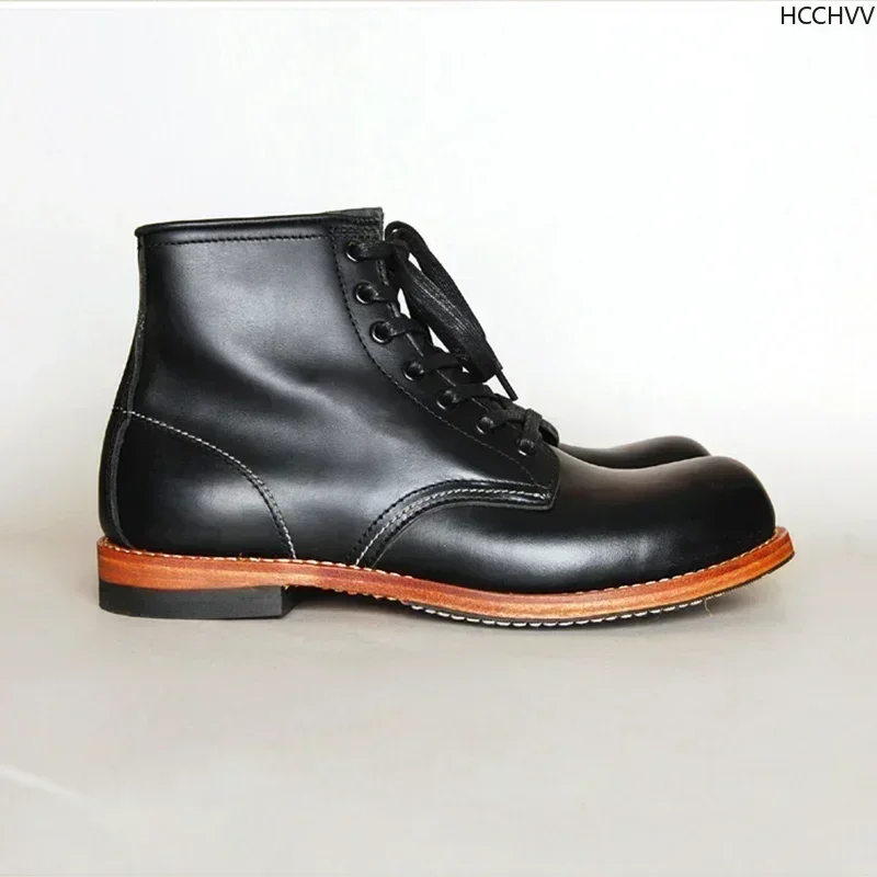 Vintage Men Goodyear-Welted Ge - Leather Work Flats ulasan dan harga