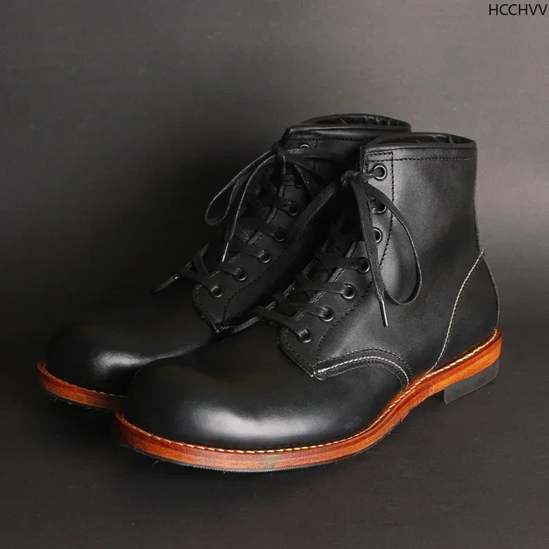 Vintage Men Goodyear-Welted Ge - Leather Work Flats ulasan dan harga
