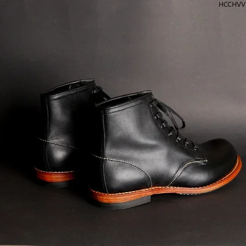 Vintage Men Goodyear-Welted Ge - Leather Work Flats ulasan dan harga