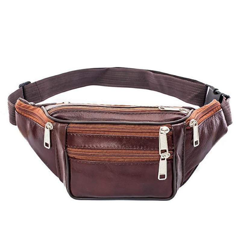 Genuine Leather Waist Bag Men  - Leatherwork Fasteners ulasan dan harga