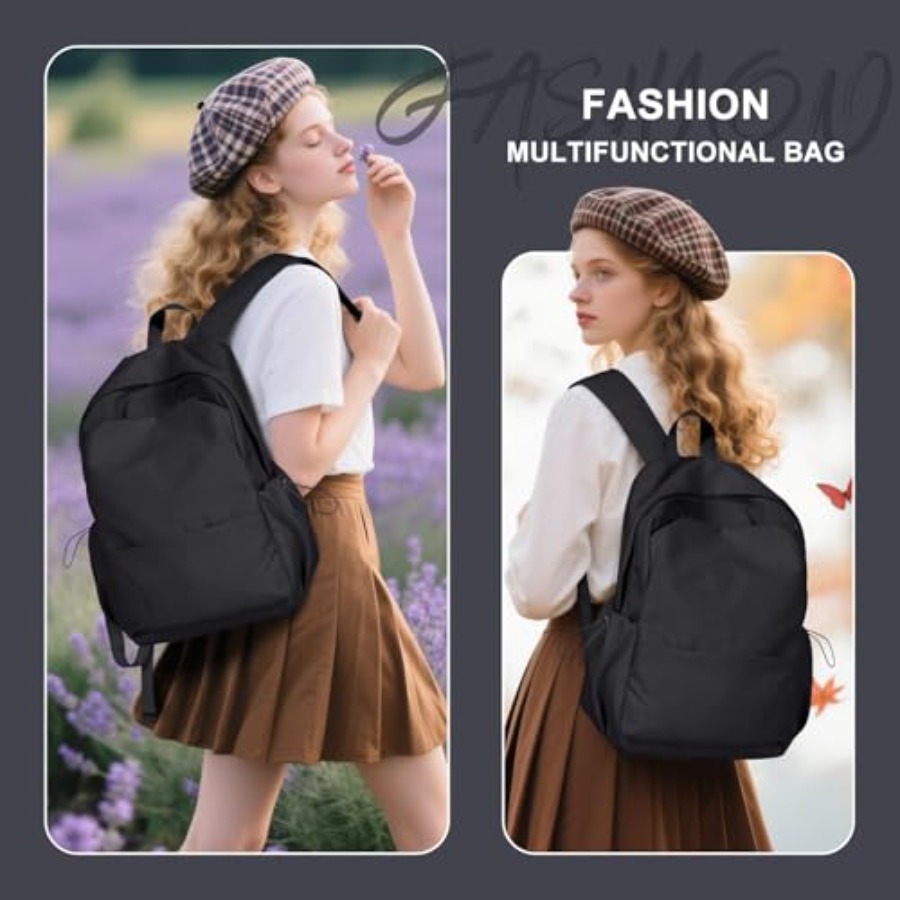 Black Backpack for Women, Smal - Leather Work Backpack ulasan dan harga