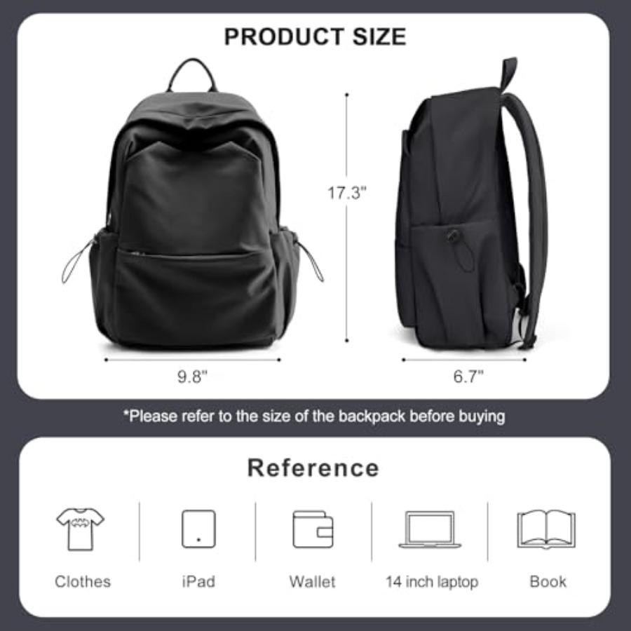 Black Backpack for Women, Smal - Leather Work Backpack ulasan dan harga